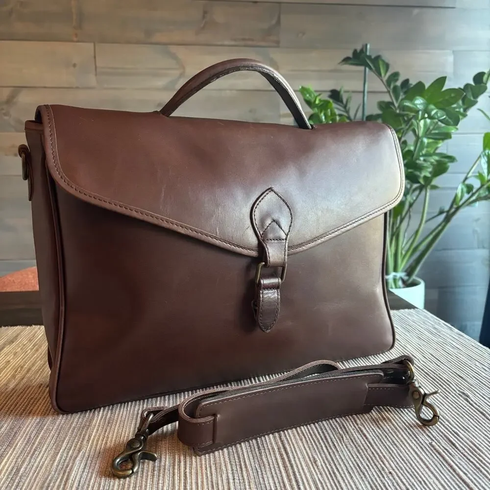 EDDIE BAUER | Vintage Mahogany Leather Shell Briefcase / Portfolio Bag